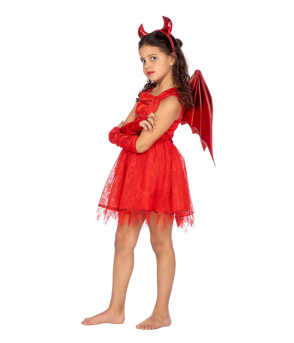Jurk Duivel Kind met vleugels en tiara
