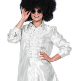 Ruchesblouse satijn wit Kevin