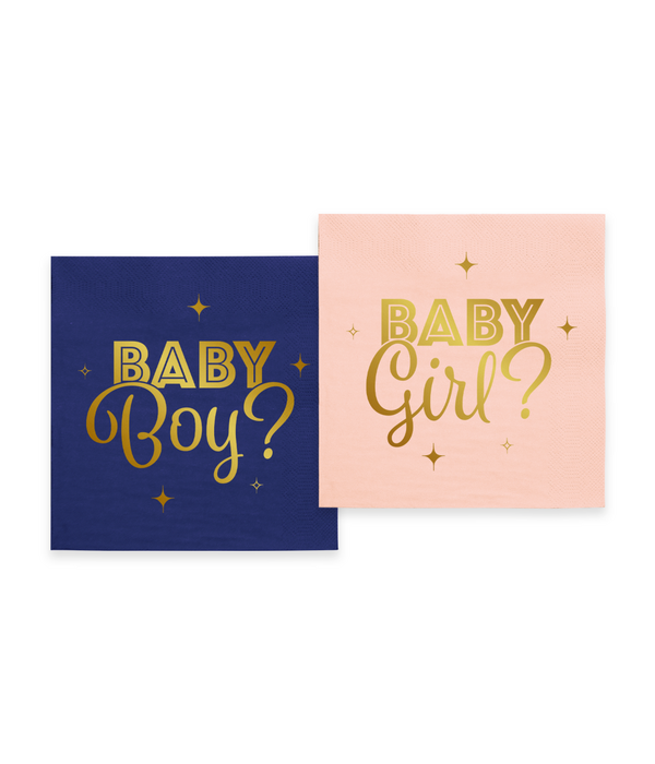 Gender Reveal Servetten Blauw Roze 33cm (20st)