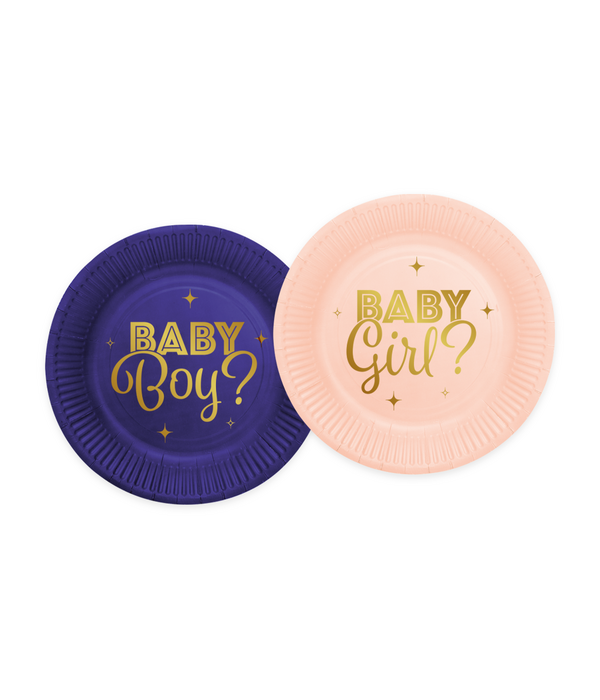Gender Reveal Borden Blauw Roze 18cm (8st)