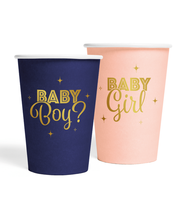 Gender Reveal Beker Blauw Roze 210ml (8st)