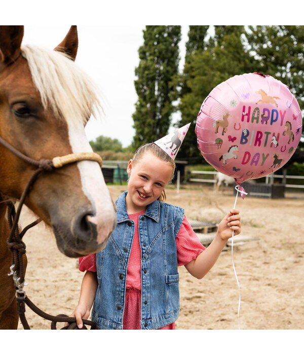 Folieballon Happy Horses Roze (45cm)