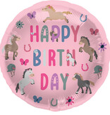 Folieballon Happy Horses Roze (45cm)