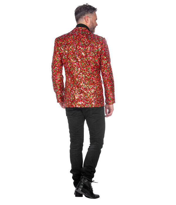 Pailletten Blazer Heren Rood/Groen