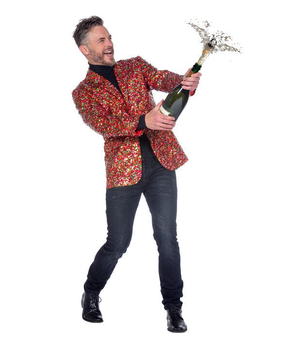 Pailletten Blazer Heren Rood/Groen