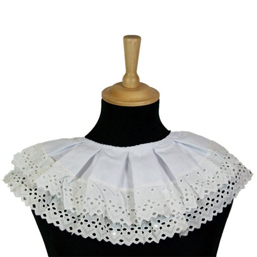 Piet kraag geborduurd 2 lagen wit/crème