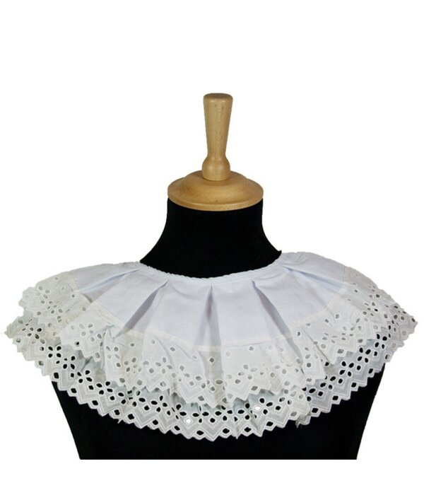 Piet kraag geborduurd 2 lagen wit/crème