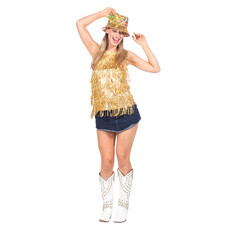Party Top Goud Metallic Franjes Pailletten Dames