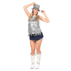 Party Top Zilver Metallic Franjes Pailletten Dames
