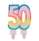 Glitter taart kaars 50 jaar