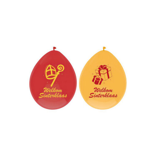 Sinterklaas ballonnen Rood Geel 30cm (6st)