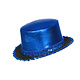 Hoge hoed lamee met paillettenband blauw