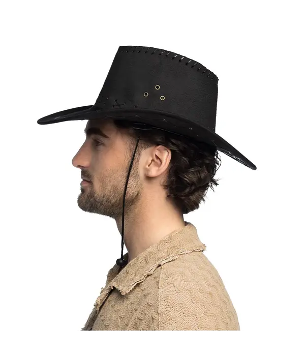 Suede cowboyhoed zwart