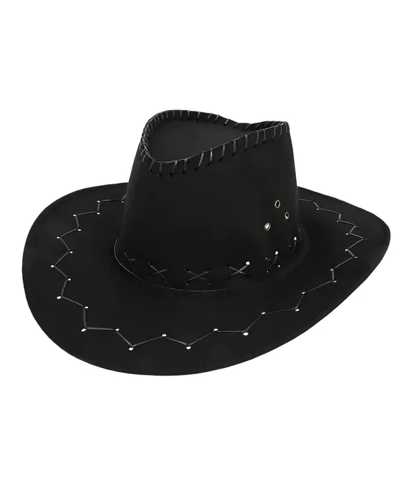 Suede cowboyhoed zwart