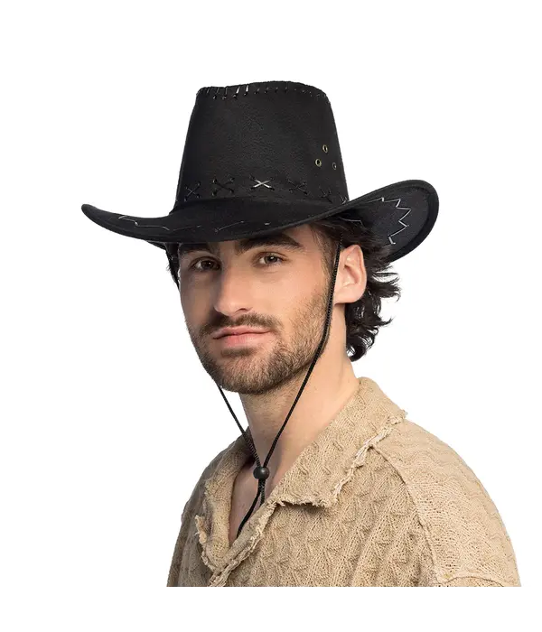Suede cowboyhoed zwart