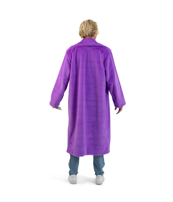 Paarse Fluffy Lange Jas Heren