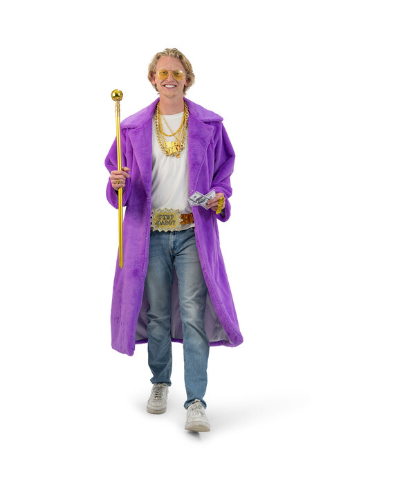 Paarse Fluffy Lange Jas Heren