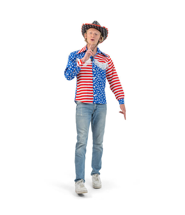 Blouse Heren USA Vlag Franjes