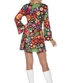 Hippie jurkje zwart peace dames