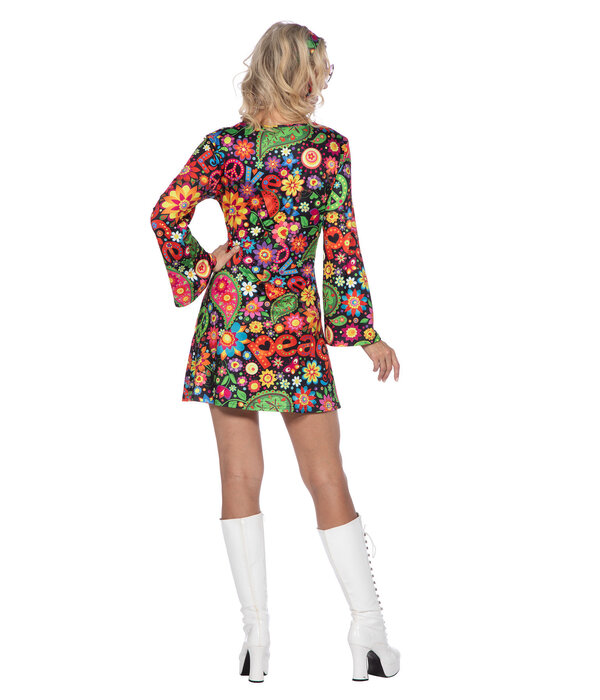 Hippie jurkje zwart peace dames