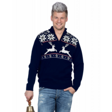 Kersttrui Navy met rits Rendier
