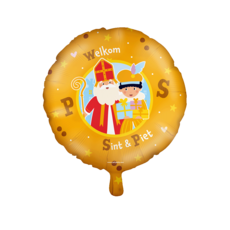 Folieballon Welkom Sint en Piet Geel