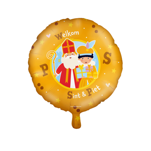 Folieballon Welkom Sint en Piet Geel