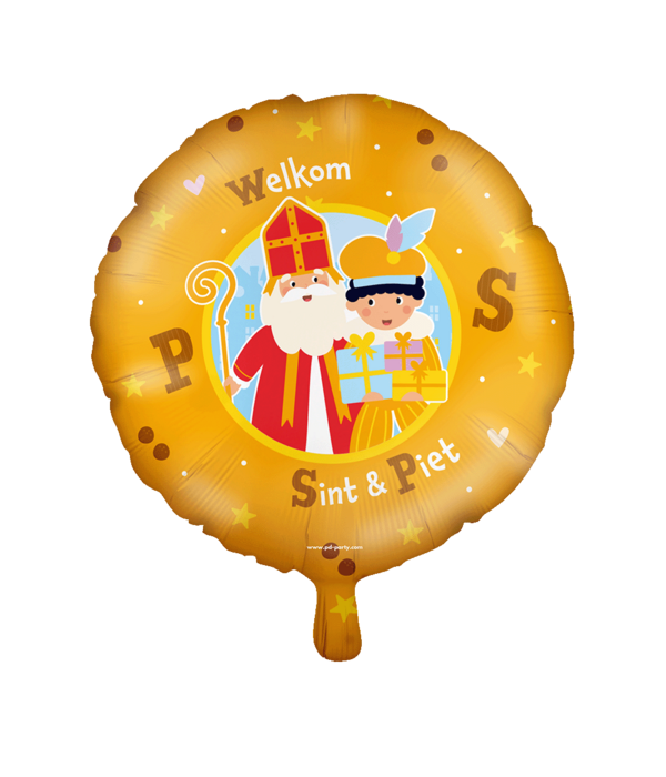 Folieballon Welkom Sint en Piet Geel