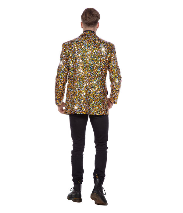 Pailletten Blazer Heren Zwart/Goud/Zilver