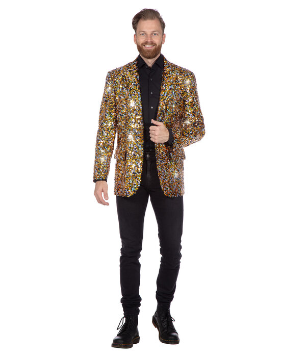 Pailletten Blazer Heren Zwart/Goud/Zilver