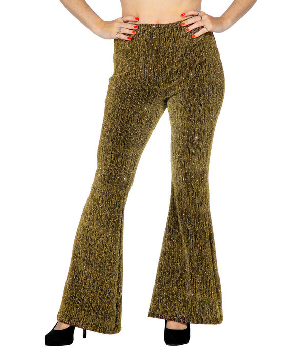 Party Glitter Broek Flared Goud