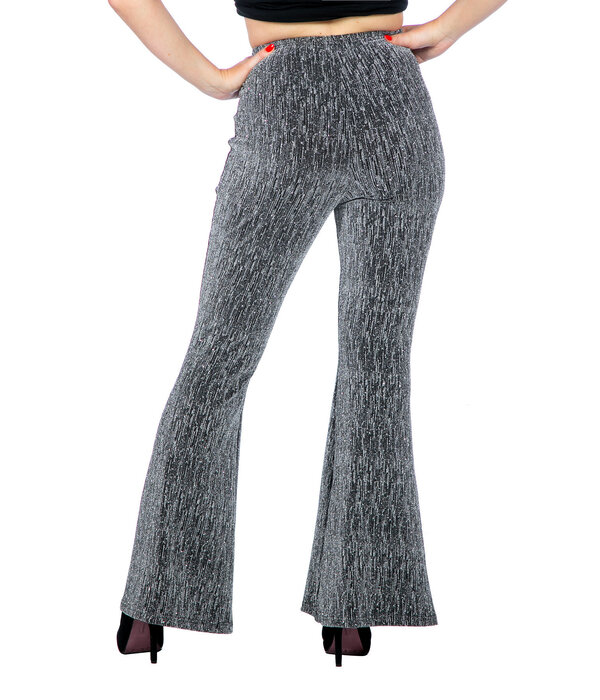 Party Glitter Broek Flared Zilver