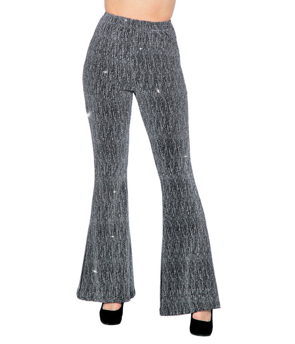 Party Glitter Broek Flared Zilver