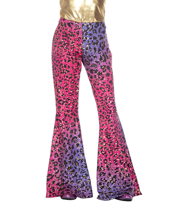 Hippiebroek Kind Panter Sparkle paars/roze