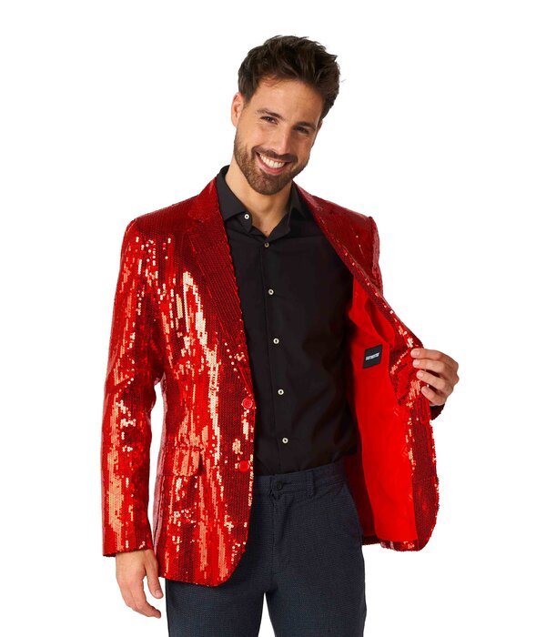 Rode Glamour Colbert Pailletten Rood Heren