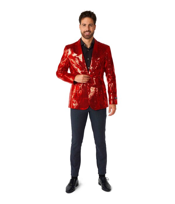 Rode Glamour Colbert Pailletten Rood Heren