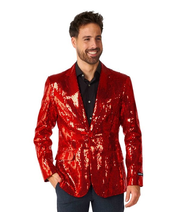 Rode Glamour Colbert Pailletten Rood Heren
