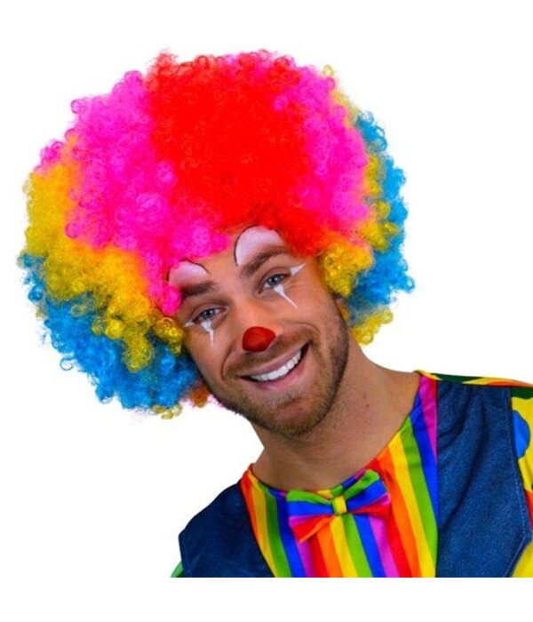 Pruik Super Afro Rainbow