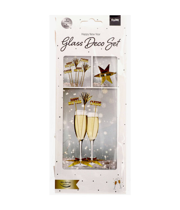 Glas Decoratie Set BlackGold HNY (12st)