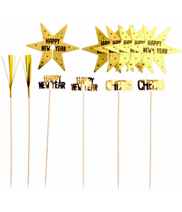 Glas Decoratie Set BlackGold HNY (12st)