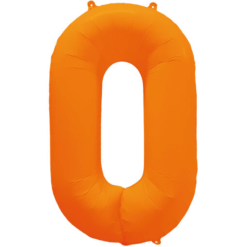 Folieballon Cijfer 0 Neon Oranje (86cm)