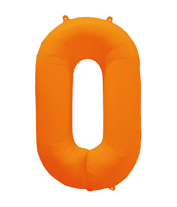 Folieballon Cijfer 0 Neon Oranje (86cm)