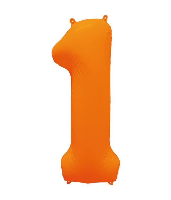 Folieballon Cijfer 1 Neon Oranje (86cm)