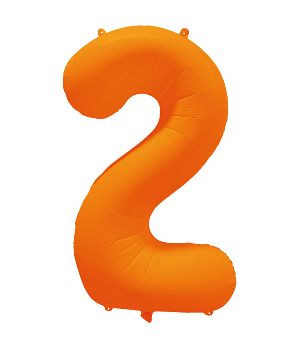 Folieballon Cijfer 2 Neon Oranje (86cm)