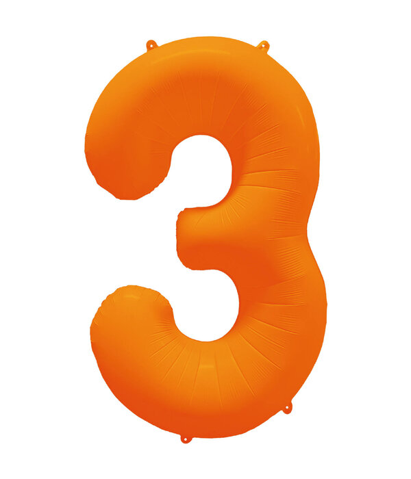 Folieballon Cijfer 3 Neon Oranje (86cm)