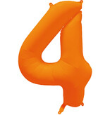 Folieballon Cijfer 4 Neon Oranje (86cm)