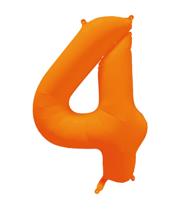 Folieballon Cijfer 4 Neon Oranje (86cm)