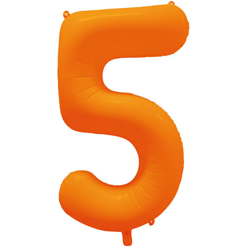 Folieballon Cijfer 5 Neon Oranje (86cm)