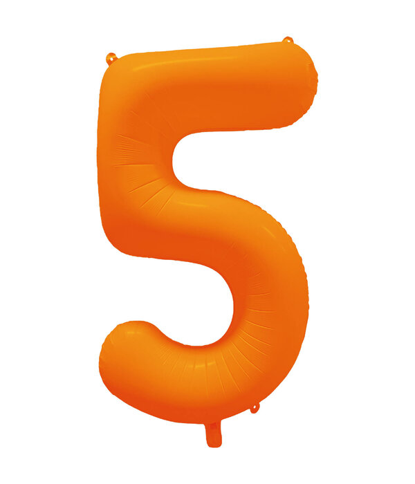 Folieballon Cijfer 5 Neon Oranje (86cm)