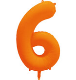 Folieballon Cijfer 6 Neon Oranje (86cm)